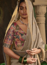 India Silk Grey Presents Pure Crepe Dola Silk Sarees Featuring Elegant Zari Weaving And Unique